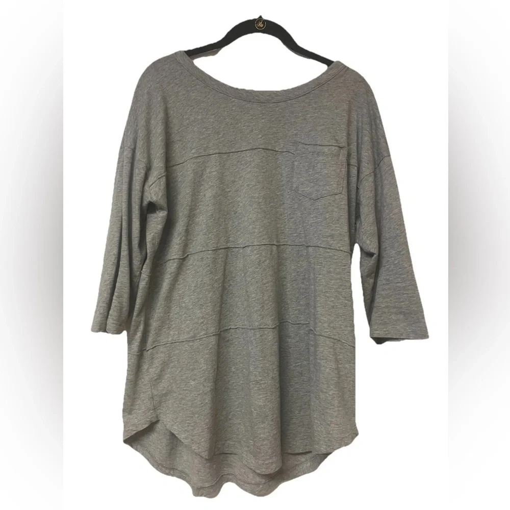 NWOT Soft Surroundings Tatum Top Relaxed 3/4 Sleeve Size M gray heather Cotton - Picture 2 of 8
